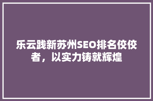 乐云践新苏州SEO排名佼佼者，以实力铸就辉煌