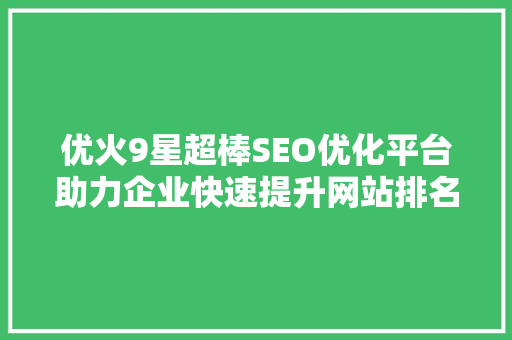 优火9星超棒SEO优化平台助力企业快速提升网站排名的秘密武器
