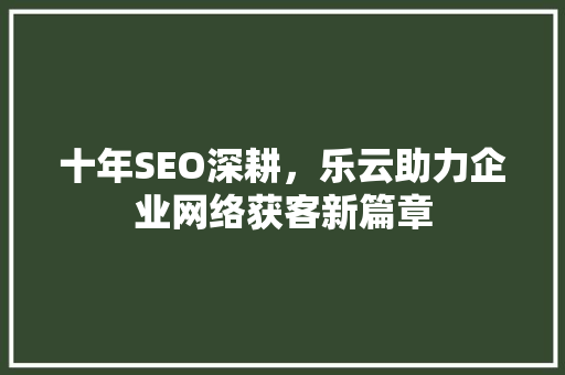 十年SEO深耕，乐云助力企业网络获客新篇章