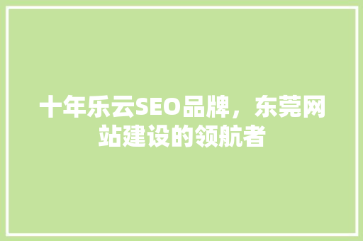 十年乐云SEO品牌，东莞网站建设的领航者