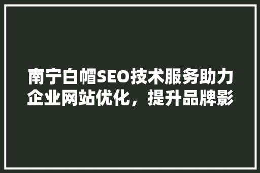 南宁白帽SEO技术服务助力企业网站优化，提升品牌影响力