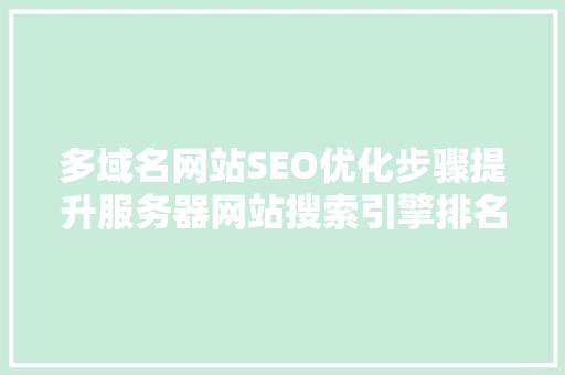 多域名网站SEO优化步骤提升服务器网站搜索引擎排名