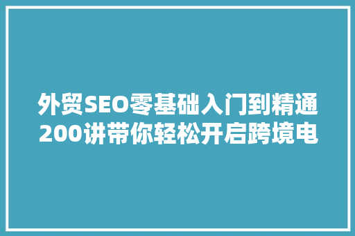 外贸SEO零基础入门到精通200讲带你轻松开启跨境电商之路