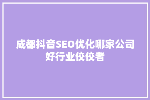 成都抖音SEO优化哪家公司好行业佼佼者