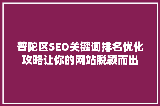 普陀区SEO关键词排名优化攻略让你的网站脱颖而出