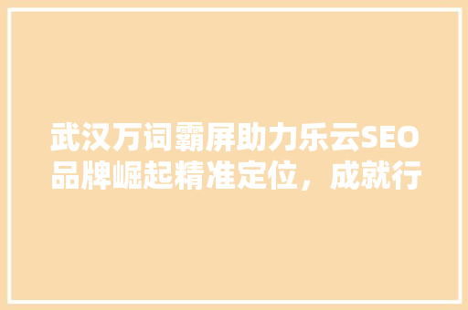 武汉万词霸屏助力乐云SEO品牌崛起精准定位，成就行业标杆