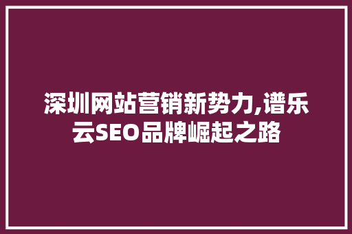 深圳网站营销新势力,谱乐云SEO品牌崛起之路