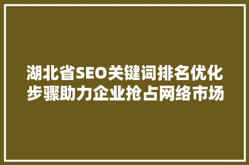 湖北省SEO关键词排名优化步骤助力企业抢占网络市场制高点