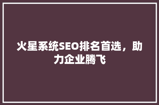 火星系统SEO排名首选，助力企业腾飞