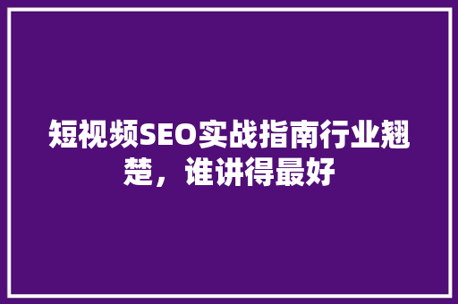 短视频SEO实战指南行业翘楚，谁讲得最好