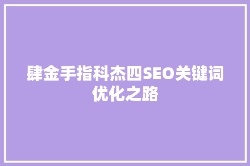 肆金手指科杰四SEO关键词优化之路