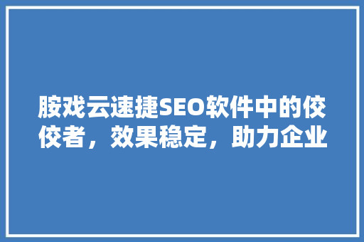 胺戏云速捷SEO软件中的佼佼者，效果稳定，助力企业腾飞