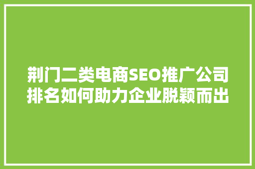 荆门二类电商SEO推广公司排名如何助力企业脱颖而出