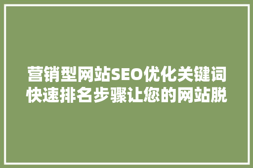 营销型网站SEO优化关键词快速排名步骤让您的网站脱颖而出