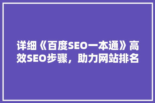 详细《百度SEO一本通》高效SEO步骤，助力网站排名提升