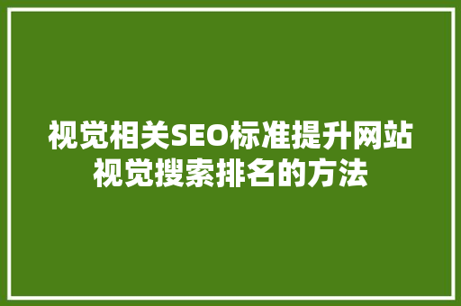 视觉相关SEO标准提升网站视觉搜索排名的方法