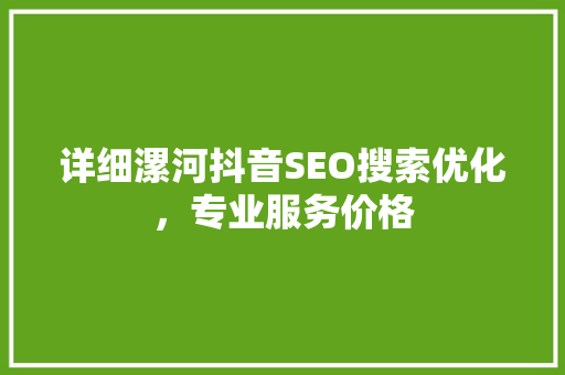 详细漯河抖音SEO搜索优化，专业服务价格