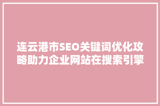 连云港市SEO关键词优化攻略助力企业网站在搜索引擎中脱颖而出