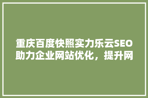 重庆百度快照实力乐云SEO助力企业网站优化，提升网络影响力