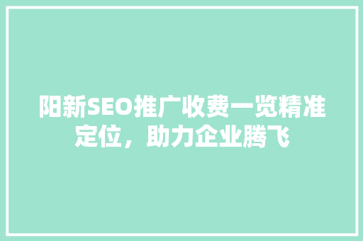 阳新SEO推广收费一览精准定位，助力企业腾飞