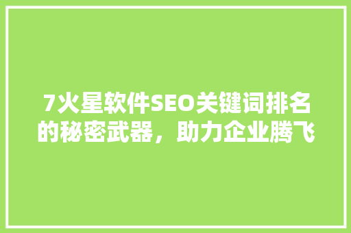 7火星软件SEO关键词排名的秘密武器，助力企业腾飞