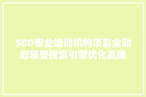 SEO专业培训机构项目全助您攀登搜索引擎优化高峰