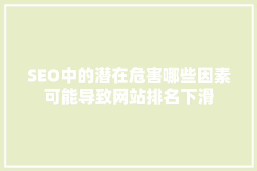 SEO中的潜在危害哪些因素可能导致网站排名下滑