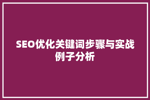 SEO优化关键词步骤与实战例子分析