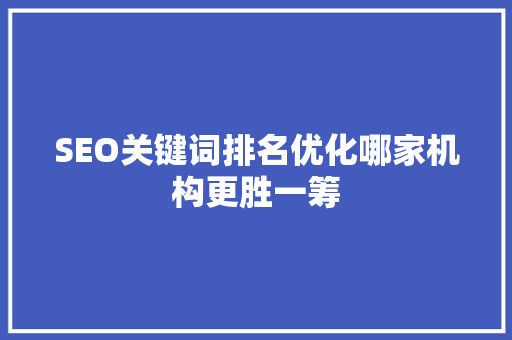 SEO关键词排名优化哪家机构更胜一筹
