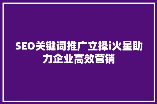 SEO关键词推广立择i火星助力企业高效营销