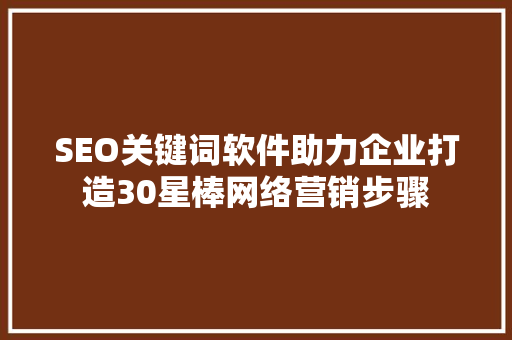SEO关键词软件助力企业打造30星棒网络营销步骤