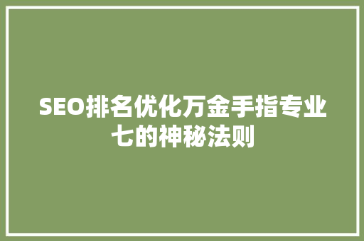 SEO排名优化万金手指专业七的神秘法则