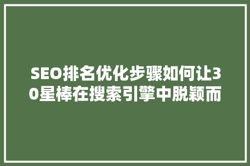 SEO排名优化步骤如何让30星棒在搜索引擎中脱颖而出