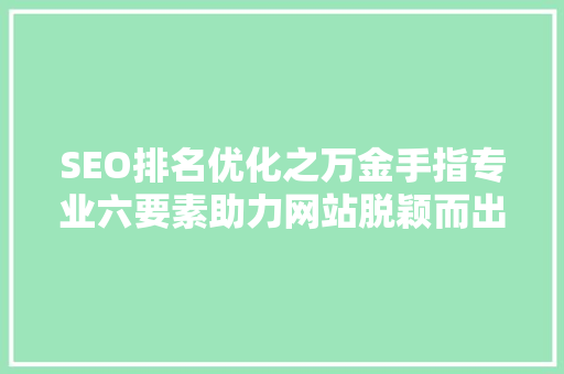 SEO排名优化之万金手指专业六要素助力网站脱颖而出