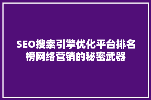 SEO搜索引擎优化平台排名榜网络营销的秘密武器