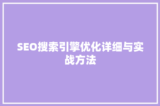 SEO搜索引擎优化详细与实战方法