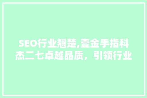 SEO行业翘楚,壹金手指科杰二七卓越品质，引领行业风向标