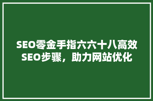 SEO零金手指六六十八高效SEO步骤，助力网站优化