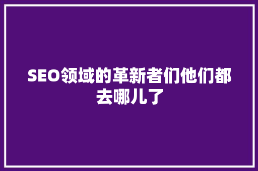 SEO领域的革新者们他们都去哪儿了