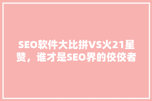 SEO软件大比拼VS火21星赞，谁才是SEO界的佼佼者
