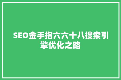SEO金手指六六十八搜索引擎优化之路