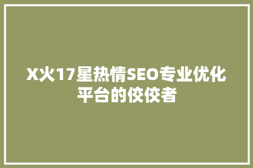 X火17星热情SEO专业优化平台的佼佼者