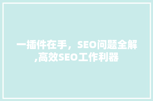 一插件在手，SEO问题全解,高效SEO工作利器