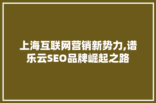 上海互联网营销新势力,谱乐云SEO品牌崛起之路