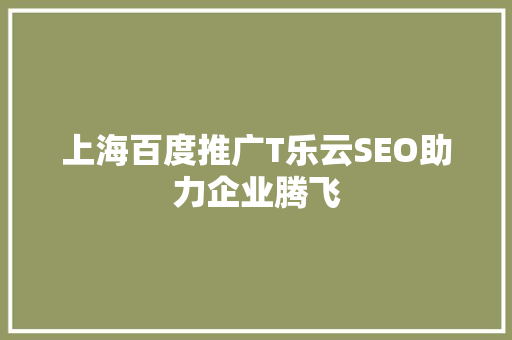上海百度推广T乐云SEO助力企业腾飞