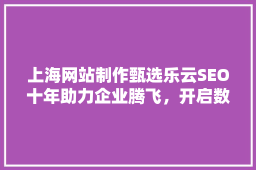 上海网站制作甄选乐云SEO十年助力企业腾飞，开启数字营销新篇章