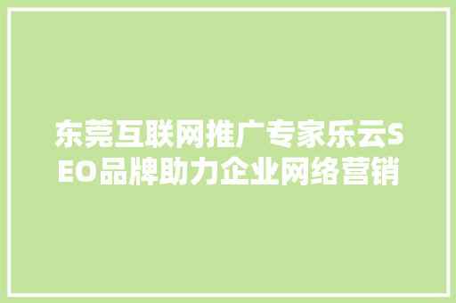 东莞互联网推广专家乐云SEO品牌助力企业网络营销的领航者