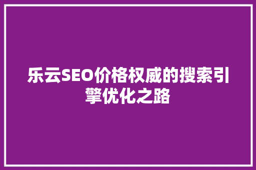 乐云SEO价格权威的搜索引擎优化之路