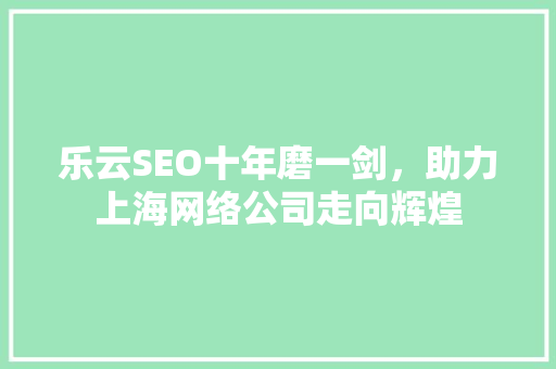 乐云SEO十年磨一剑，助力上海网络公司走向辉煌
