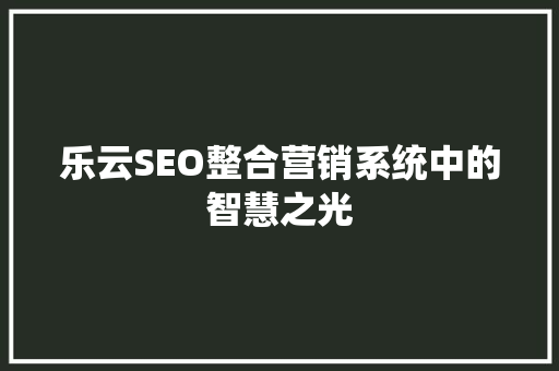 乐云SEO整合营销系统中的智慧之光